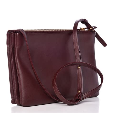 celine trio bordeaux|CELINE Lambskin Large Trio Crossbody Bag Bordeaux.